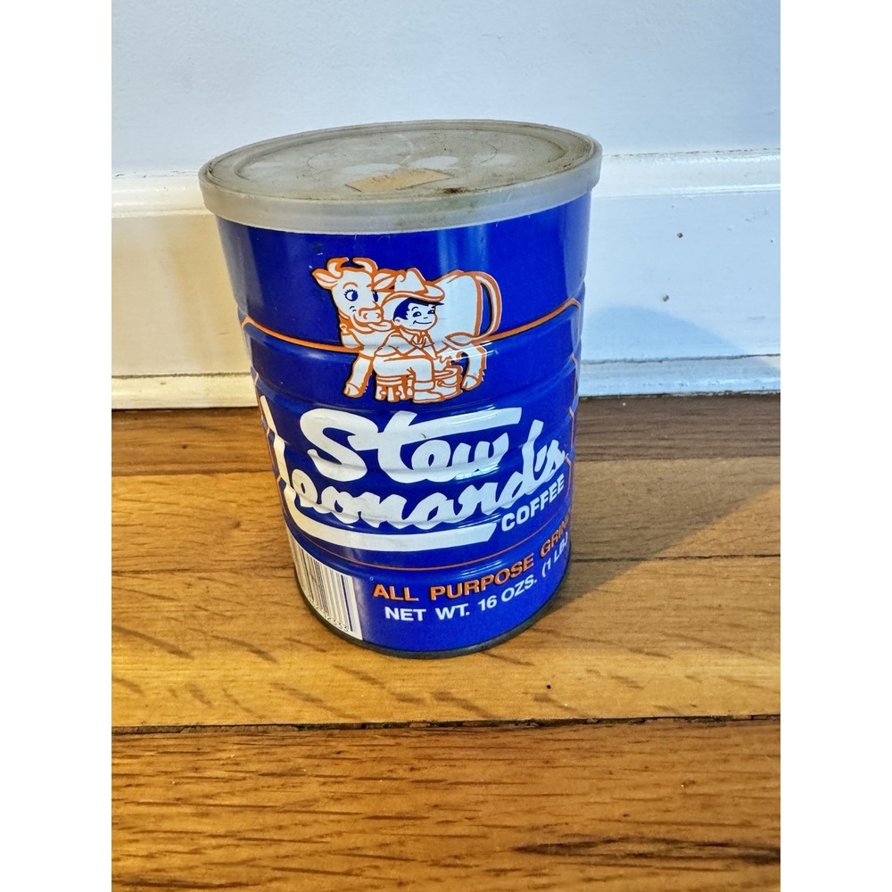 Vintage Stew Leonard's Coffee Empty Metal Can Grocery Store CT Prop Collector's